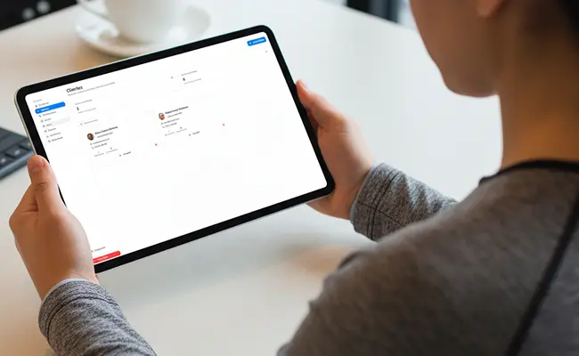 Panel de control para la gestión de clientes en la aplicación para entrenadores personales.