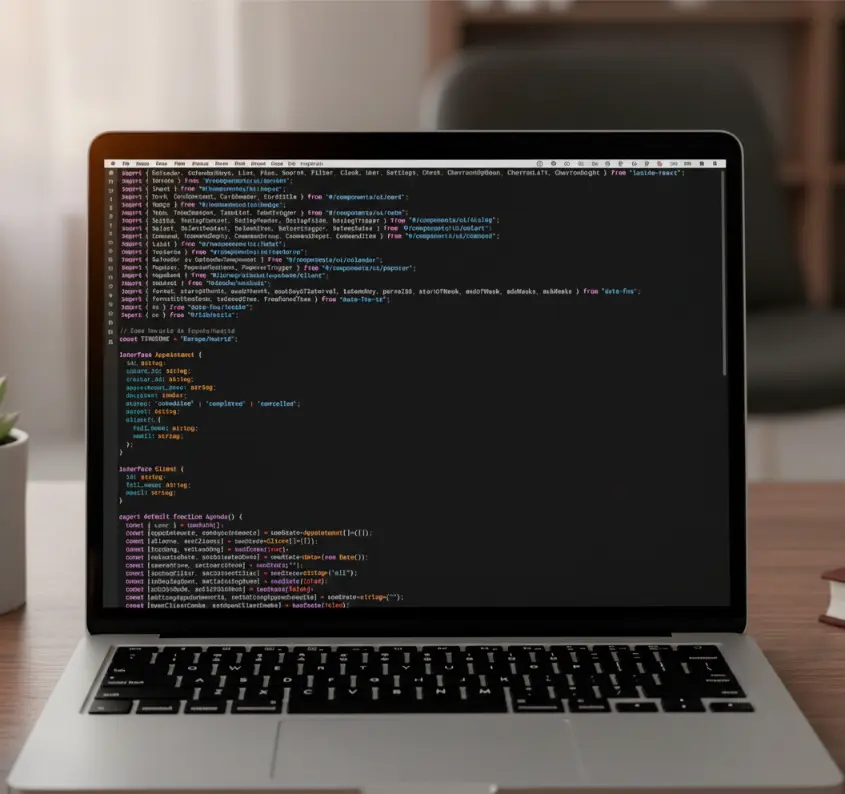 Un MacBook mostrando en la pantalla un fragmento de código de la aplicación de Athleticapp.
